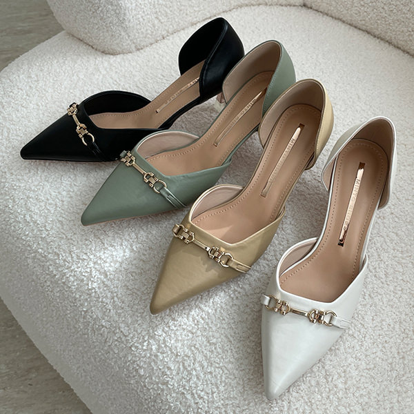 パンプス セパレート ポインテッドトゥ メタル モチーフ