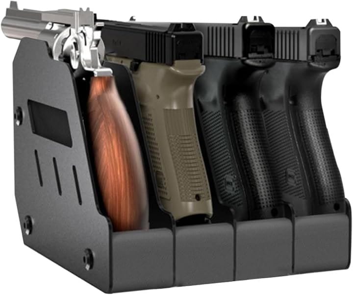 ハンドガンスタンド EVA素材 軽量 キズ防止 ガンラック ディスプレイ収納(ブラック, 4丁)