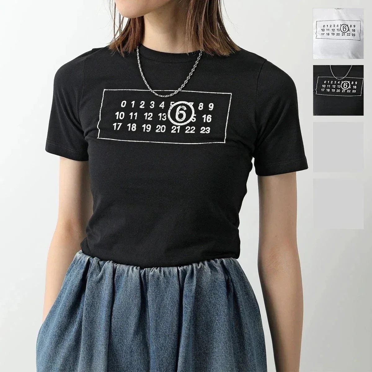 MM6 エムエムシックス メゾンマルジェラ Tシャツ S52GC0323 S23588 レディース 半袖 カットソー ナンバリングロゴT コットン クルーネック