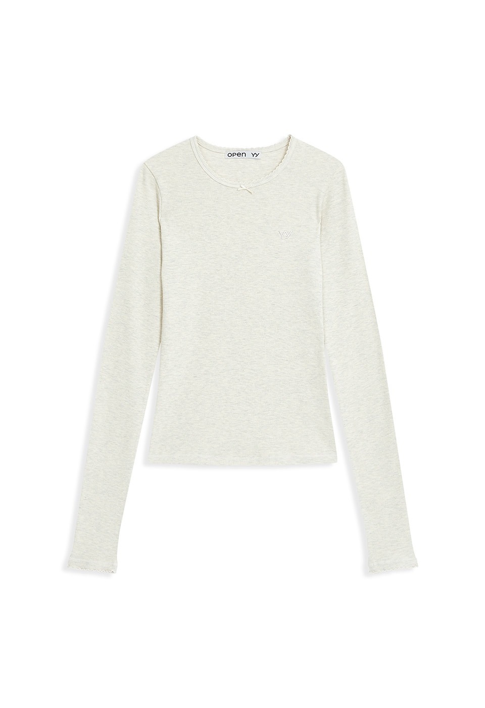【OPEN Yy】 PICOT TRIM FITTED TOP : OATMEAL