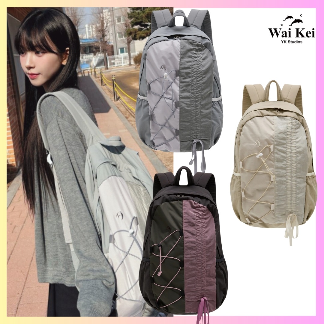 [Aespaカリナ 着用] Half String Nylon Backpack 3 カラー バックパック 大容量 ブランド 韓国ファッション + FREE OMAKE 正規品 日本未入荷 8,791円