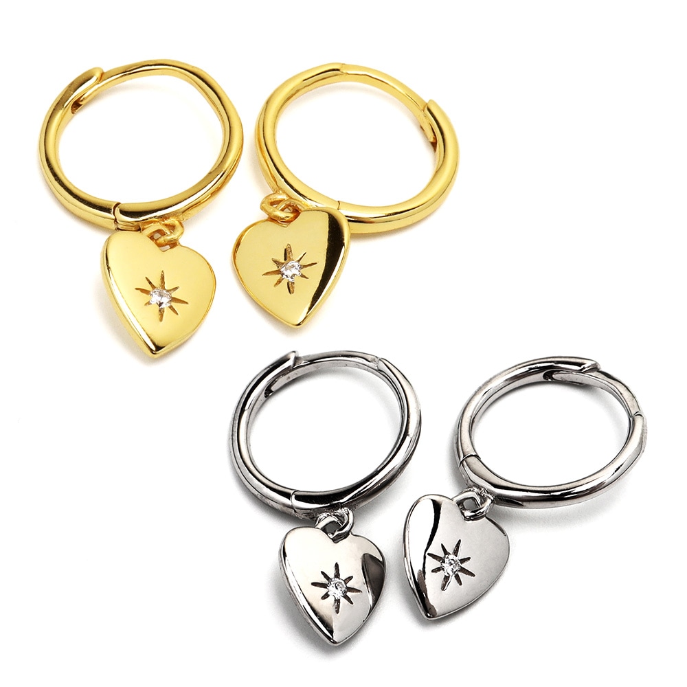 925 ハートチャームドロップピアス [ce211]