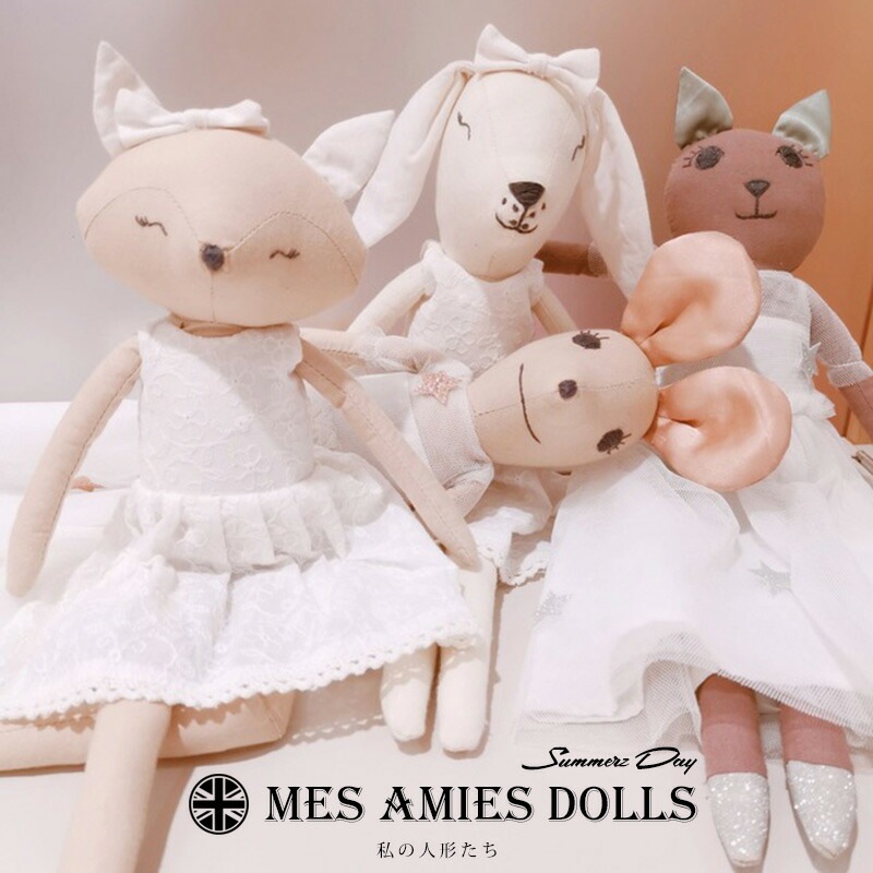 メザミドールズ サマーデイ 全長34cm 全３種 英国 猫 ネズミ ウサギ アニマル 人形 インテリア 雑貨 ギフト プレゼント ハンドメイド ドール 動物 かわいい ユニーク キャラクター キャット