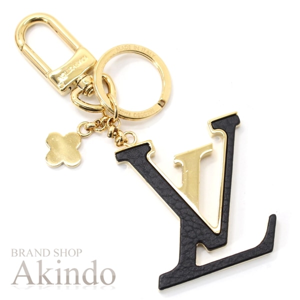 キーホルダー バッグチャーム ポルトクレLVカプシーヌ キーリング レザー LVイニシャル サンチュール ブラック ゴールド メンズ レディース M63080