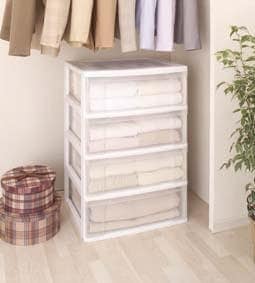 アイリスオーヤマ ワイドチェスト N654 ホワイト/クリア チェスト 収納ボックス 引き出し おしゃれ 収納 インテリア たんす 整理整頓 衣装ケース スリム 完成品 おすすめ 大容量 洋服 安