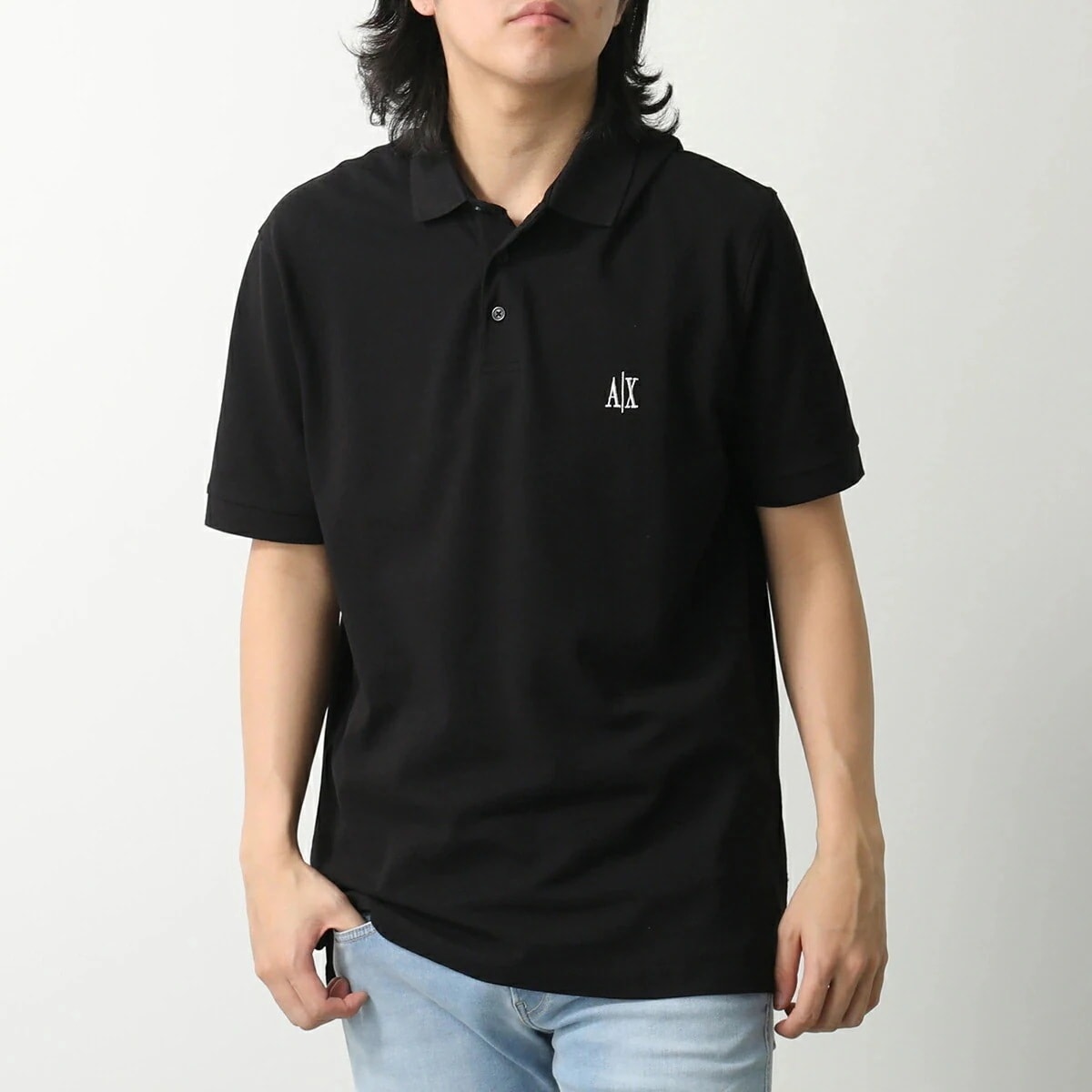 ARMANI EXCHANGE A/X アルマーニ エクスチェンジ ポロシャツ XM000367 AF13022 メンズ 半袖 ロゴ 刺繍 UC001 BLACK