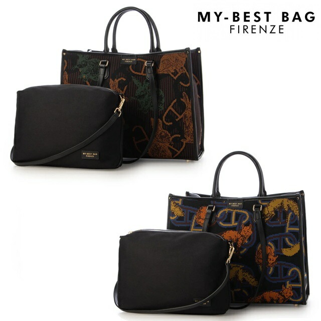 MY BEST BAG マイベストバッグ トートバッグ ATENA COLLECTION アテナコレクション ハンドバッグ スクエア ニット ジャガード 総柄 ビジネス 2WAY ショルダー