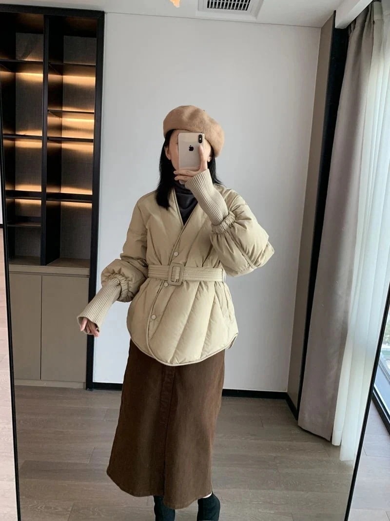 Vネック オシャレ アウター ニュースタイル 防寒カジュア はボアで決まり人気ボアアウターキルティングア ウエスト引き締め ひと足お先にボア 中綿コート 着痩せ 着痩せ ショット丈