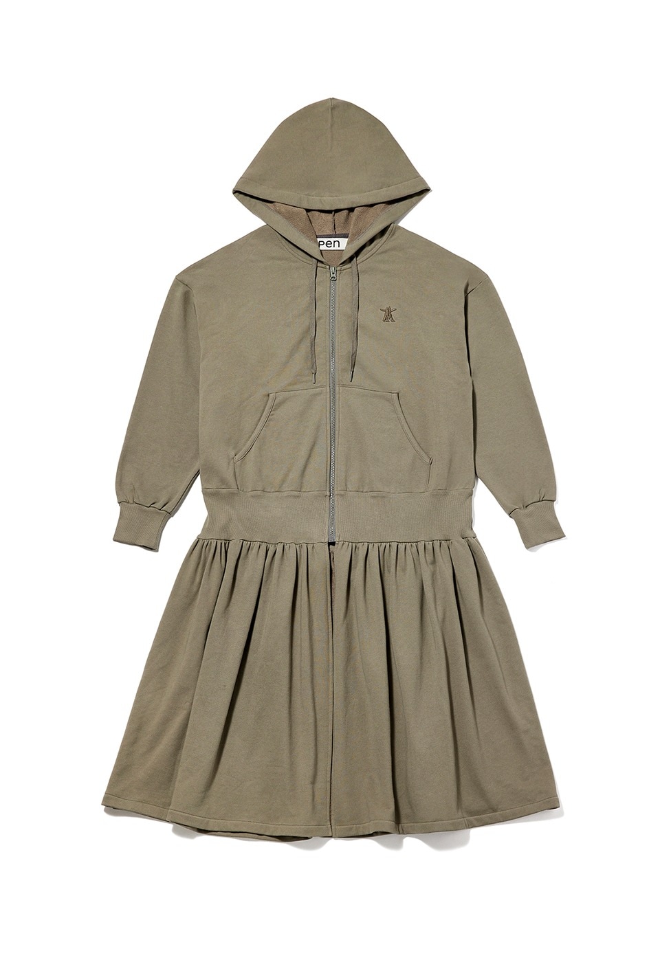 【OPEN Yy】 JERSEY SHIRRING HOODIE JACKET : GRAY