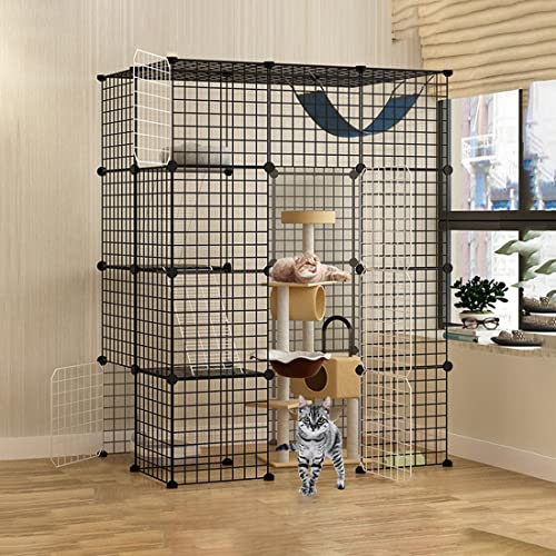 猫用ケージ 大型 4階層 猫のゲージ 室内用猫用ケージ 多頭飼い猫 ケージ 大型折りたたみ キャットケージ ドア付き折り畳み式 移動便利 シンプル猫脱走防止フェンス組み立て式ゲージDIYケージ組え自由