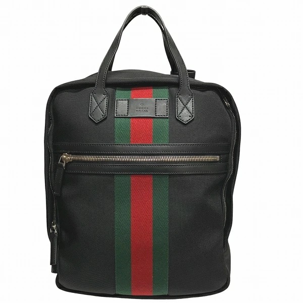 グッチ シェリー 495558 ウェブストライプ 2way バッグパック リュック 【中古】