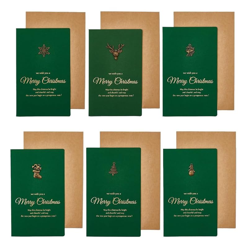 クリスマス カード グリーティングカード メッセージカード 二つ折り 年賀状 クリスマスツリー クリスマス飾り 雪だるま ポストカード 6種類 6枚セット