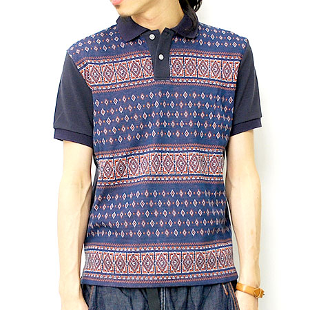 WASH N MADE バンダナ柄ジャガードパネルポロシャツ