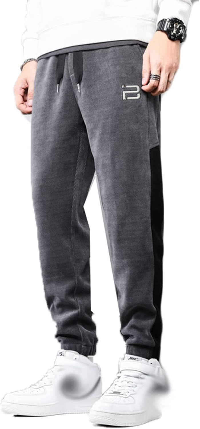 コーデュロイ ジョガーパンツ メンズ 秋 冬 厚手 コールテン デーパートパンツ スウェット カジュアル 9分丈 ロングパンツ 保温 大きいサイズ スポーツウェア パッチワーク オシャレ ア