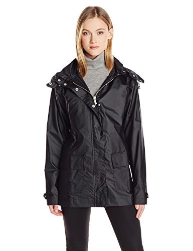ILSE JACOBSEN Womens Zip Front Hooded Raincoat, Black, XX-Large ILSE JACOBSEN Womens Zip Front Hooded Raincoat, Black, XX-Large