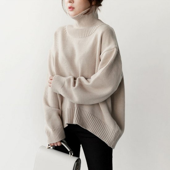 セーター ニット リブニット トップス レディース 大きいサイズ ニットセーター 秋 秋服 秋冬新作 秋物 タートルネック ぽっちゃり ニット セーター 5,681円