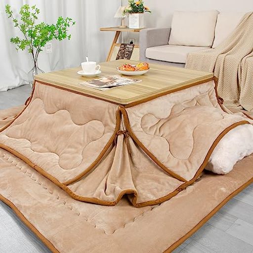 JEMAジェマ 省スペース こたつ布団 単品 こたつ掛け布団 掛け布団 こたつカバー 吸湿発熱 洗える ふわふわ感触フランネル生地 約160X190CM 小さい長方形 ライトベージュ