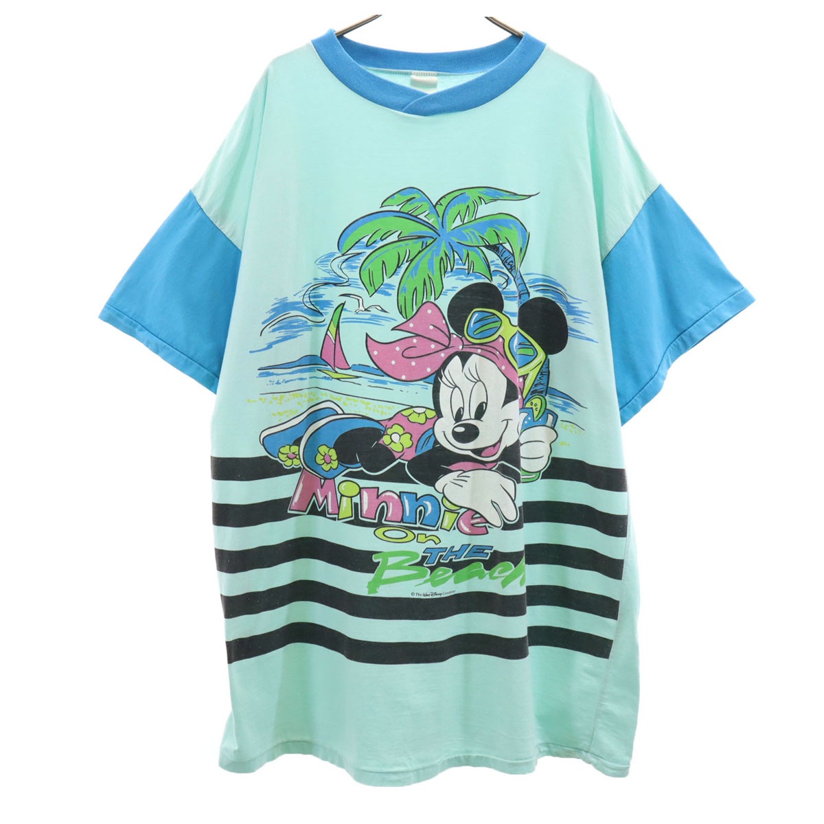 AMERICAN WEAR アメリカンウェア ミニーマウス 半袖 Tシャツ ミント系 Disney ディズニー キャラクター シングルステッチ メンズ 古着