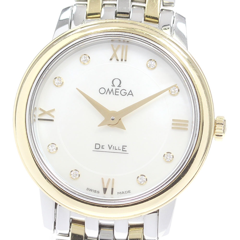 オメガ OMEGA 424.20.27.60.55.001 デビル プレステージ 8Pダイヤ クォーツ レディース 箱・保証書付き_848692【中古】