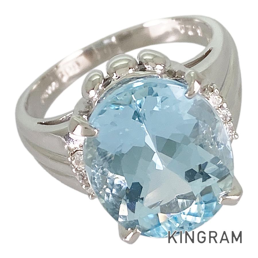 リング Pt900 アクアマリン ダイヤモンド 13号(53) sss【中古】