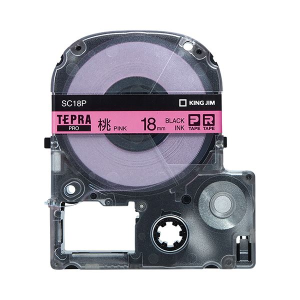 (まとめ) キングジム テプラ PRO テープカートリッジ パステル 18mm ピンク/黒文字 SC18P 1個 (×10セット)