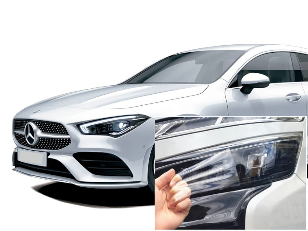 ヘッドライトプロテクションフィルム (ベンツ CLA クーペ) 車種専用 カット済み 左右セット ヘッドライト保護 メルセデスベンツ用