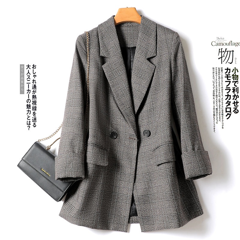 レディース ジャケット フォーマル テーラードジャケット ブレザー 長袖 通勤 カジュアル オフィス チェック柄 グレーチェック