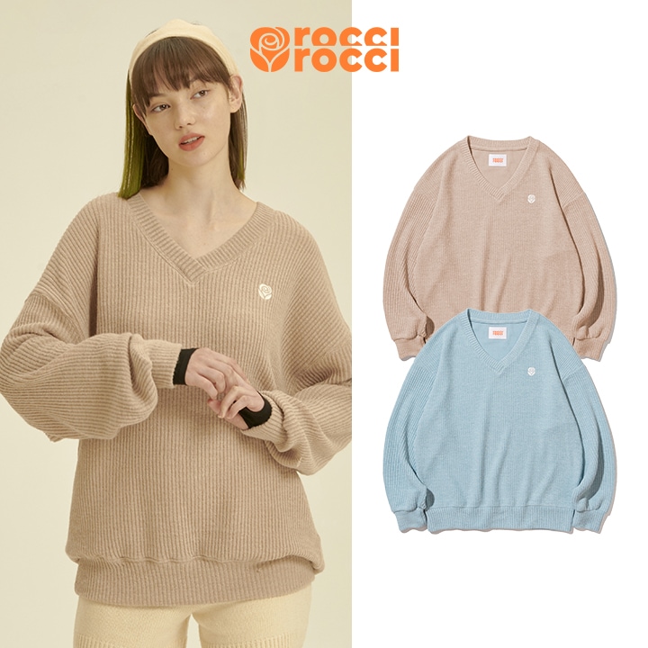 [rocci rocci] 韓国公式ブランド 梨泰院クラス(梨泰院クラス) イジュヨン 着用 / Rose V Neck Knit