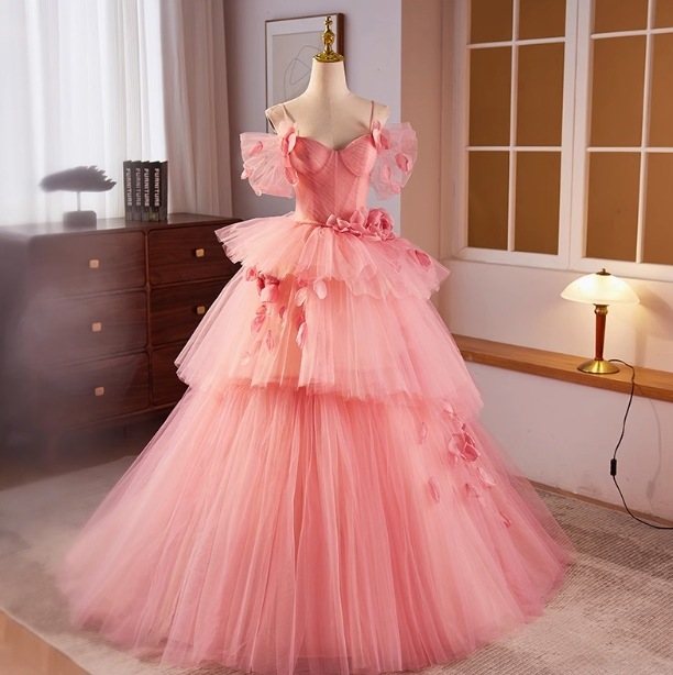 カラードレス ピンク オンショルダードレス 編み上げ プリンセスライン 優雅なシルエット 憧れのドレス 演奏会/音楽会 31,772円