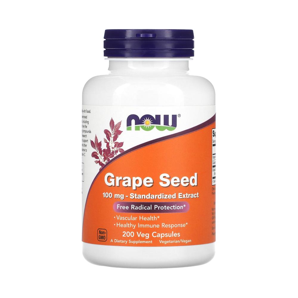 NOW Foods グレープシード 標準化された抽出物 100mg 200野菜カプセル