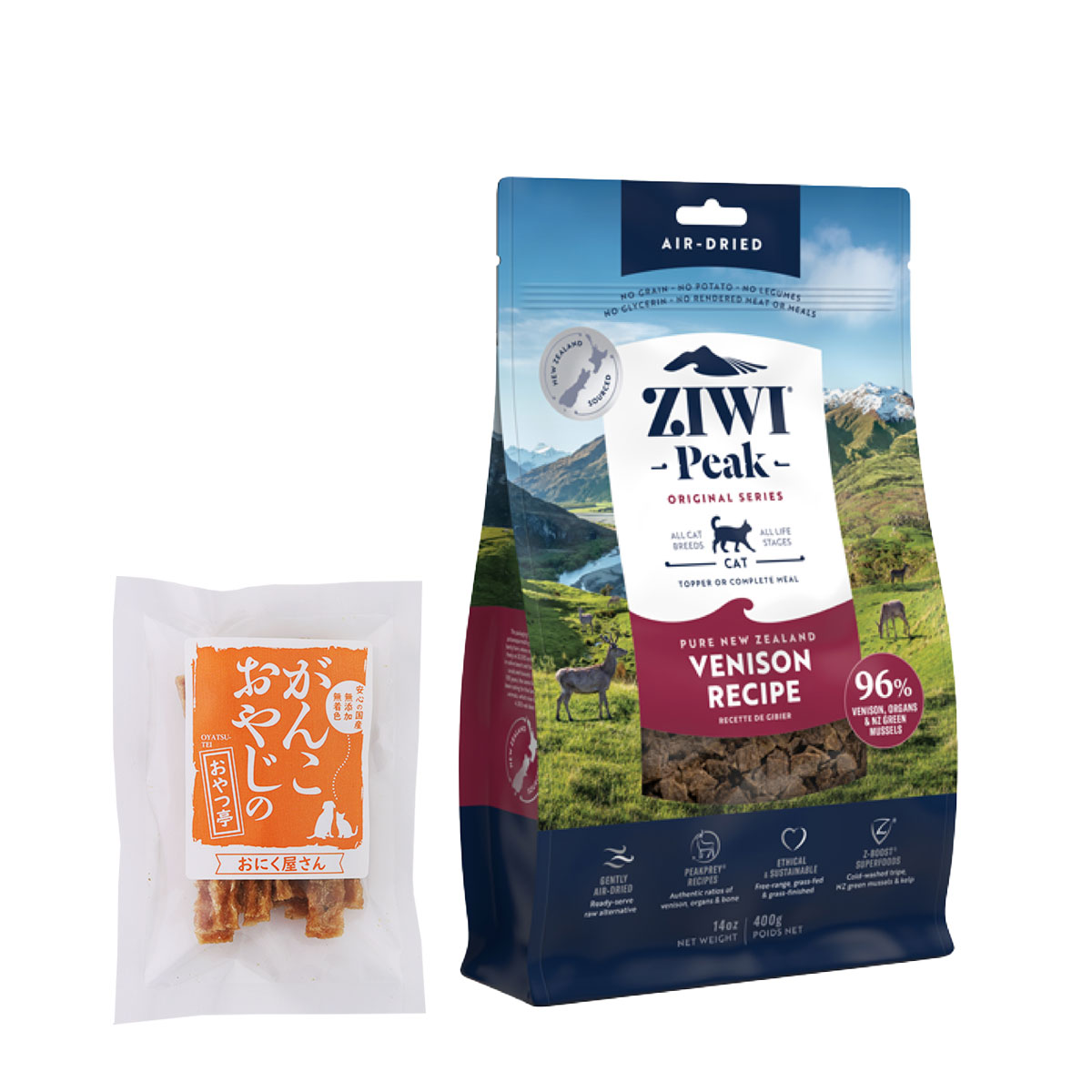 エアドライ キャットフード ベニソン 400g+がんこおやじのおやつ亭国産たじま鶏ジャーキー20g