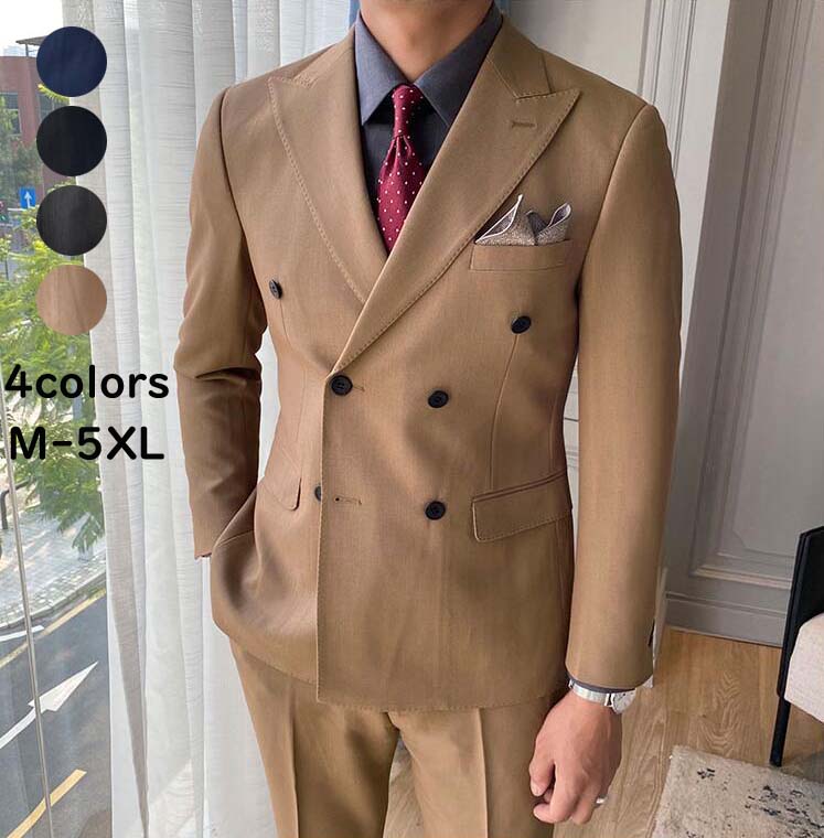 超人気,大特価 スーツ ダブルスーツ メンズ オールシーズン 2点セット ジャケット+ズボン メンズスーツ 上下セット フォーマル スリム ビジネススーツ 大きいサイズ 6Lまで 細身 紳士服 卒業式