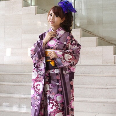 レンタル最大20日間 振袖 レンタル 成人式 セット 20点フルセット紫地に絞り調八重菊ピンク白 振袖レンタル 格安 宅配 安い