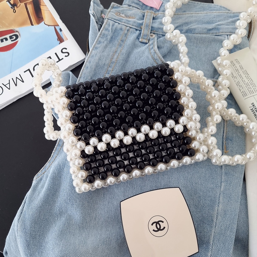 トリング 白黒 パール ミニクロスバッグ