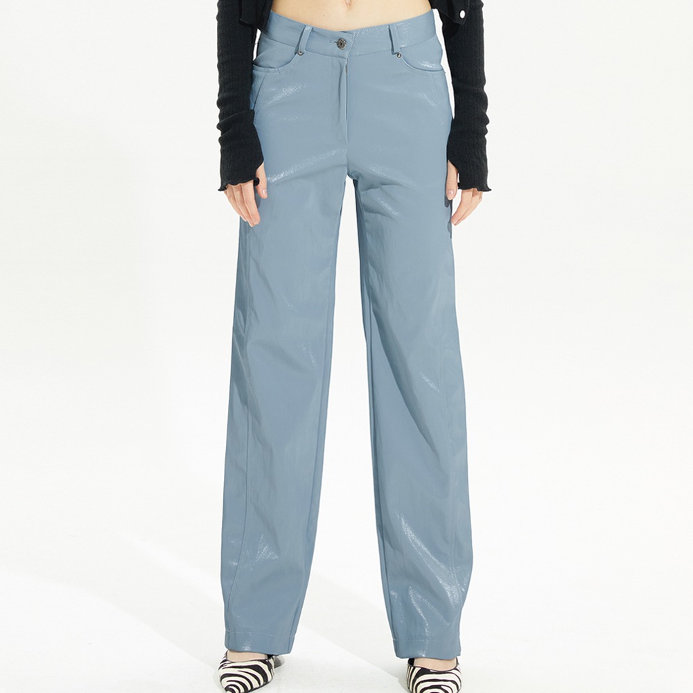 エコレザーロングパンツ_SKY