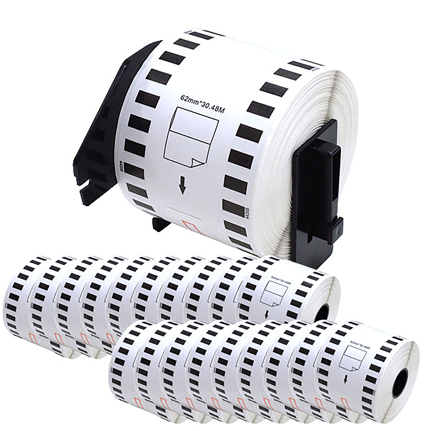 ブラザー用 ピータッチ DKテープ (感熱紙) DK-4205 互換品 再剥離 長尺紙テープ(大) 白 62mm×30.48m 20個セット+ホルダー1個