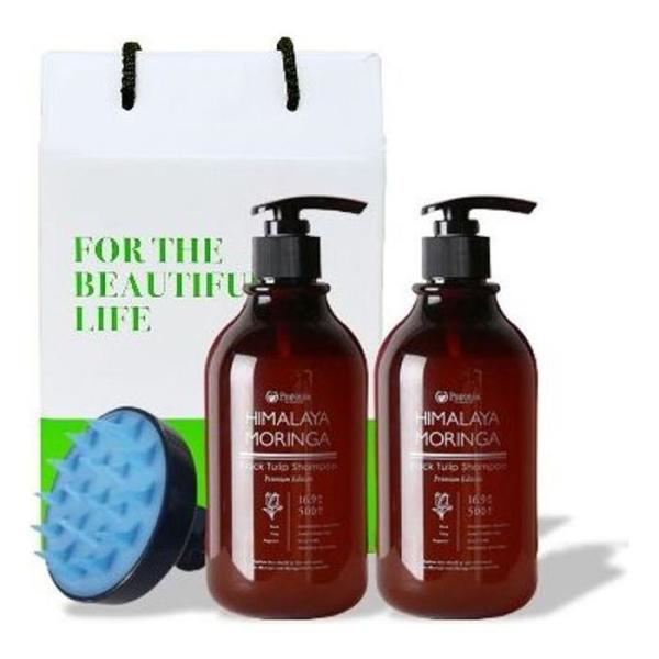 RGNQ476P モリンガ ブラック チューリップ シャンプー 500ml 2個 頭皮 フォーム ブラシ