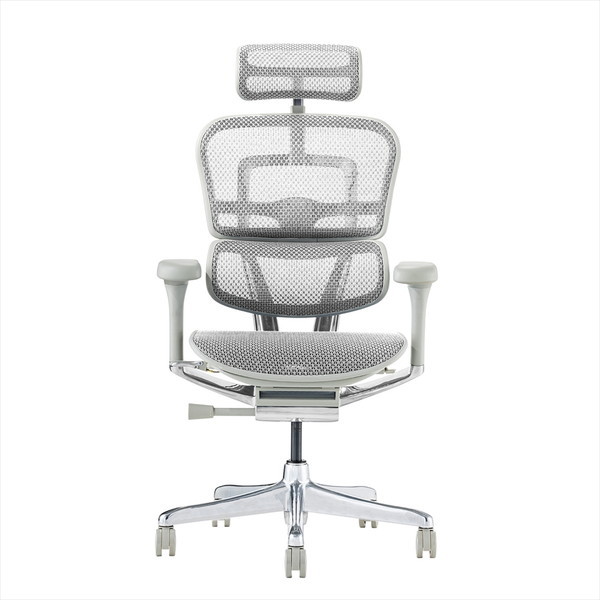 Ergohuman EHP2-HAM-GF-WH グレーフレームホワイトメッシュ PRO2 High Type [ハイタイプ 高機能オフィスチェア ヘッドレスト付き] メーカー直送