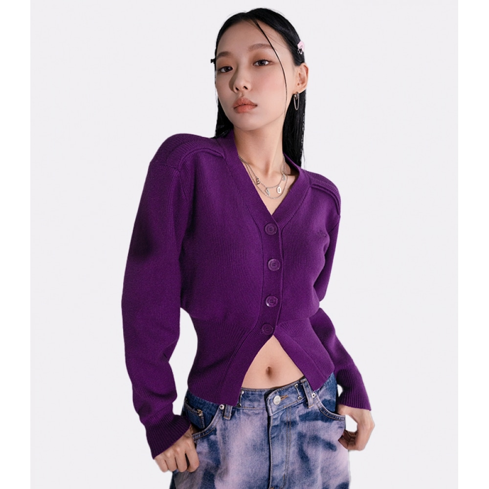 アヴァンドレスバルーンリブカーディガンパープル