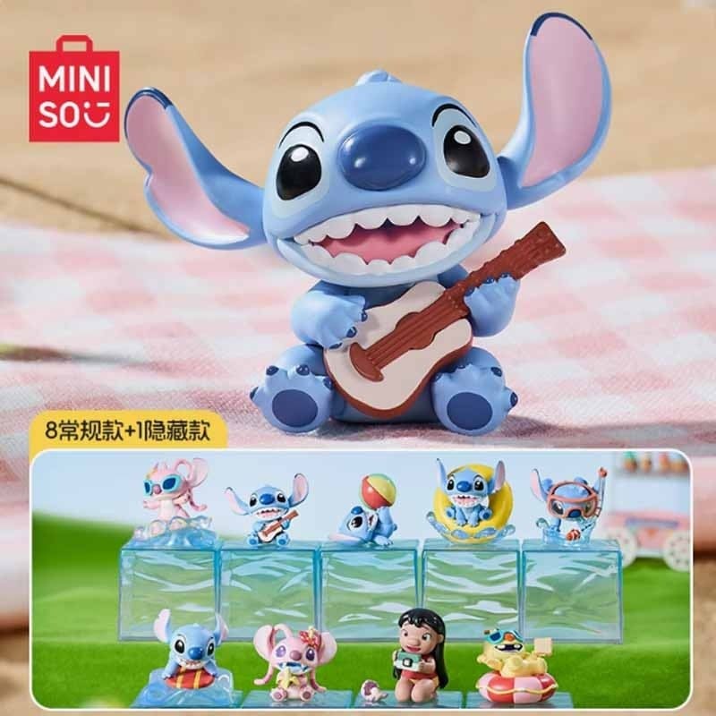 名創優品【正規品保証】 8種類 8点セット サマーパーティー シリーズm i n i s oディズニースティッチ ぬいぐるみ 福袋シリーズ