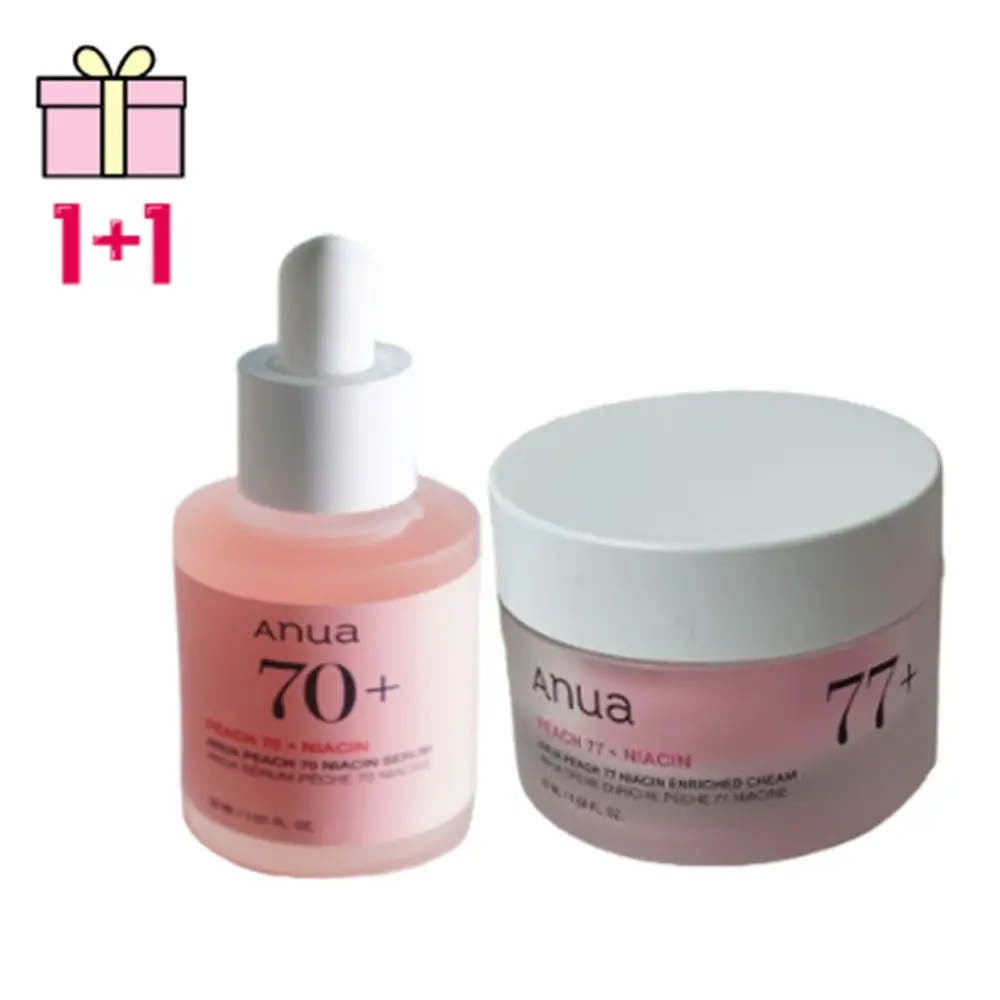 【1+1/セット】【韓国コスメ】桃70ナイアシンセラム, 30ml 1個 + 桃77ナイアシンリッチモイスチャークリーム, 50ml 1個 /(輝き/水分/鎮静/弾力/コラーゲン)