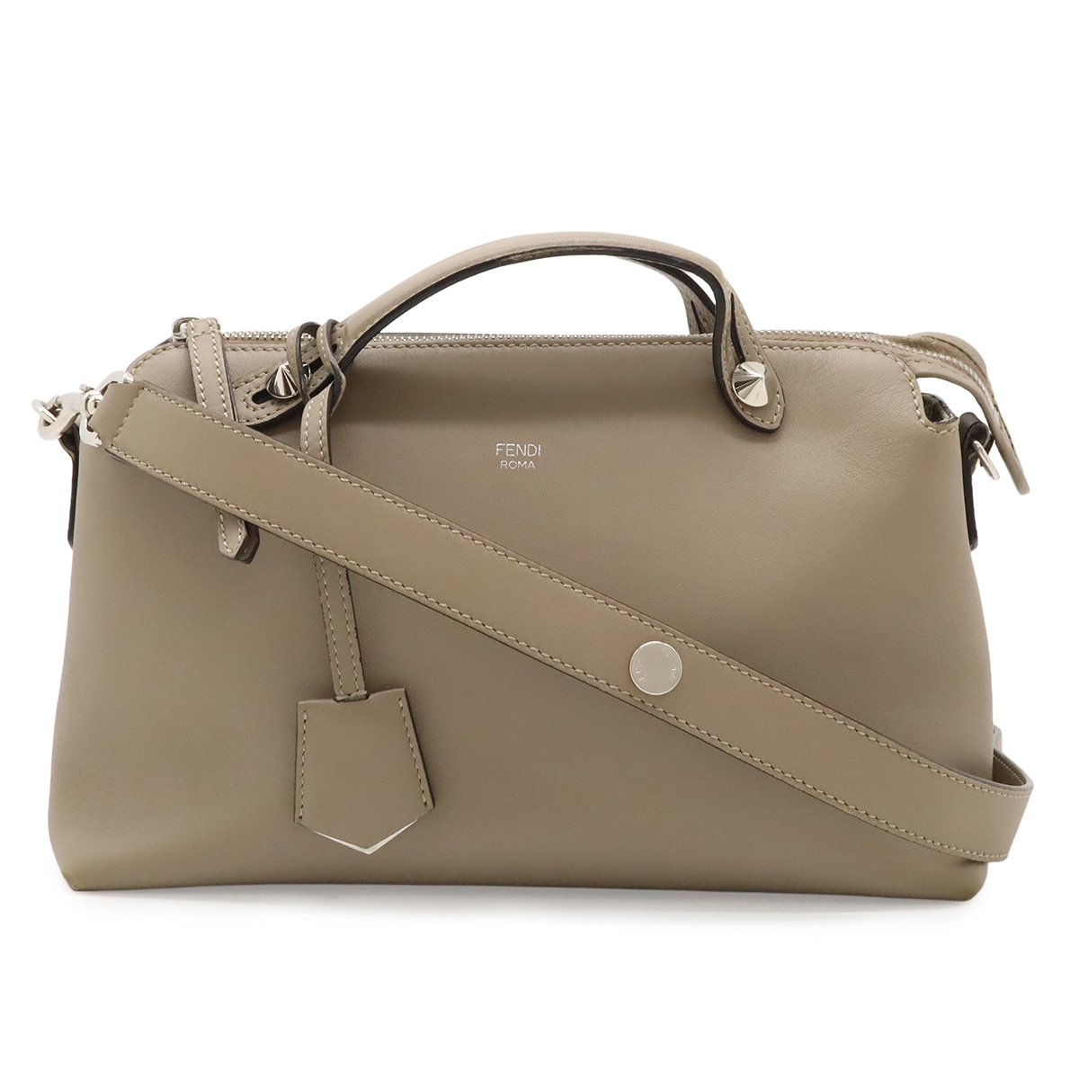 BY THE WAY バイザウェイ ミディアム ハンドバッグ 2WAY ショルダーバッグ レザー グレージュ シルバー金具 8BL12
