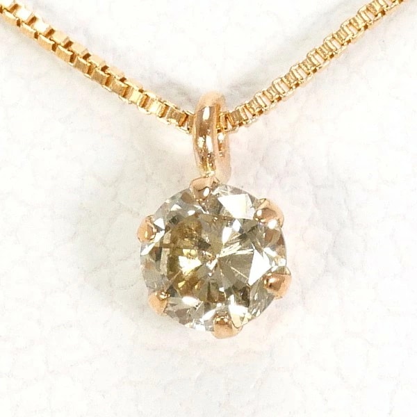 K18 18金 PG ピンクゴールド ネックレス ブラウンダイヤ 0.10 ジュエリー 中古