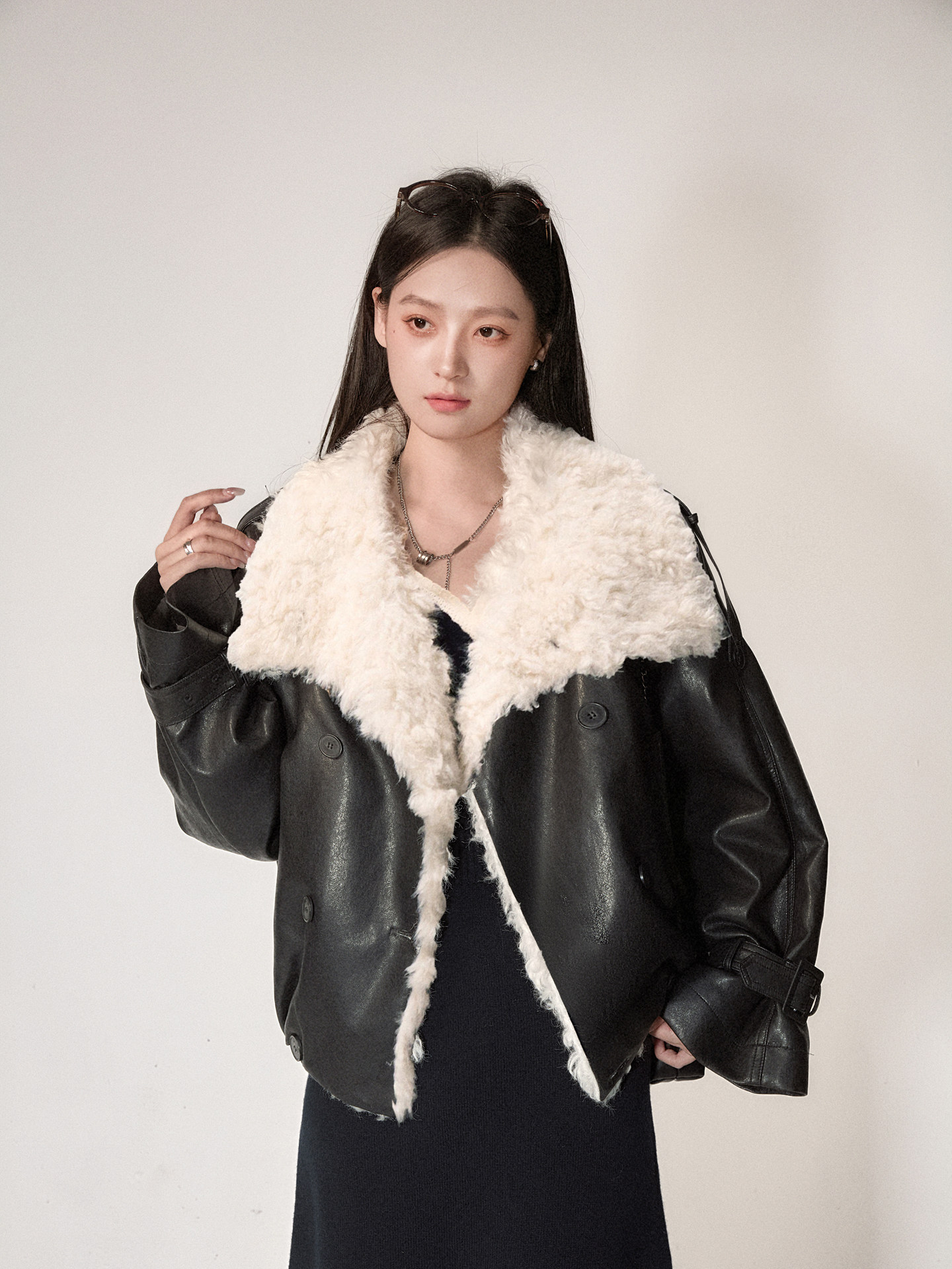 夏大人気大人の甘辛ムートンライダース フェイクムートン ジャケット レディース 冬 アウター ライダースコート裏ボアフェイクレザーエコファー異素材オーバーサイズ暖かい防寒厚手 黒クール韓国ファッション