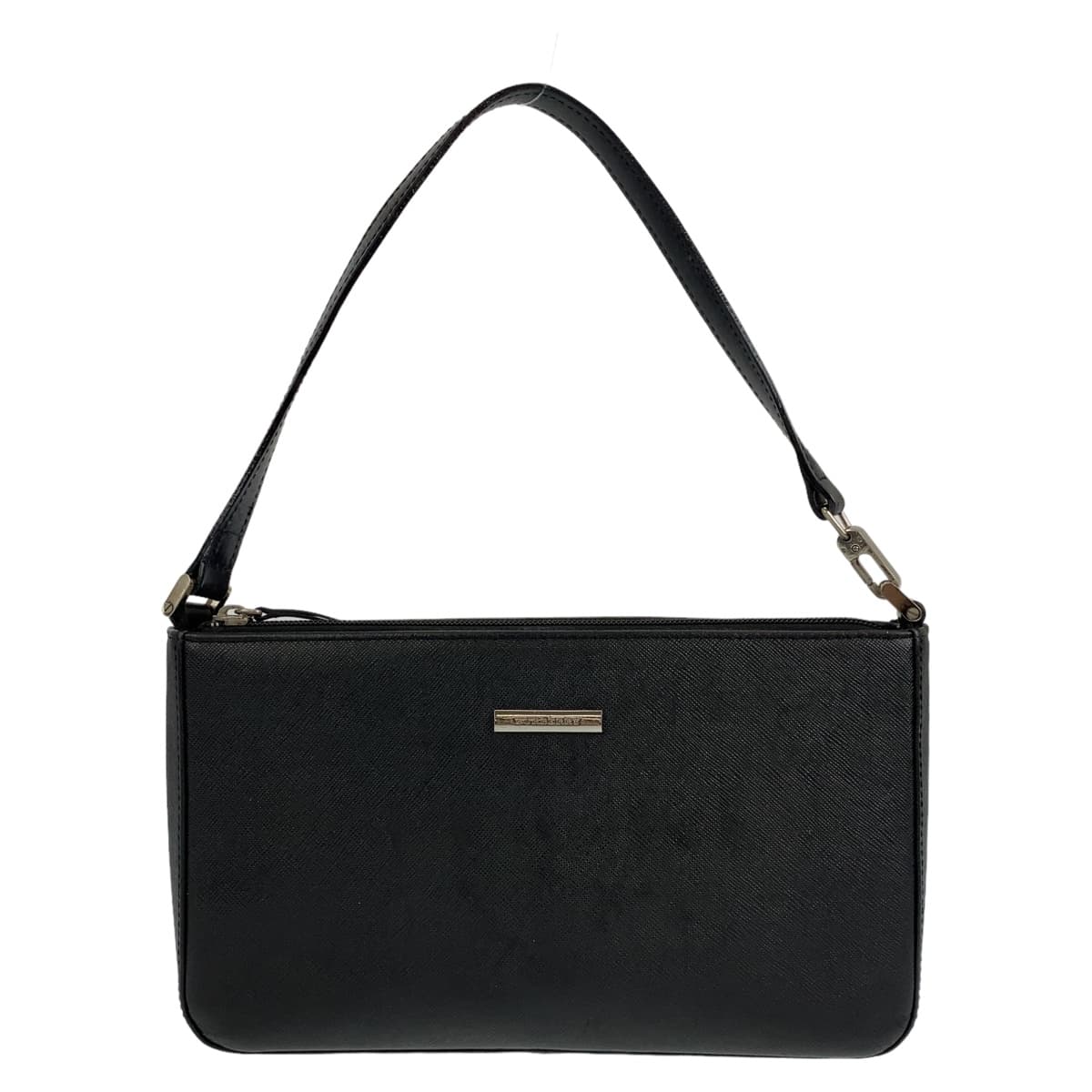 美品 中チェック柄 ブラック シルバー金具 レザー ハンドバッグ アクセサリーポーチ ショルダーバッグ レディース 405857