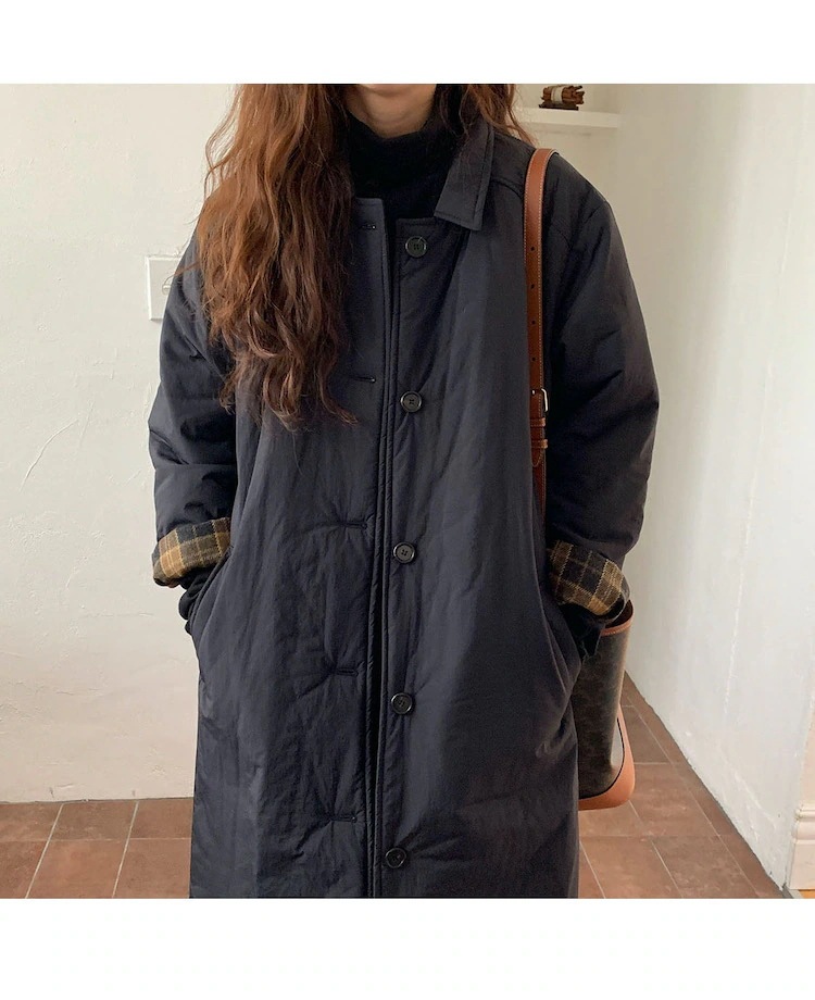 韓国ファッション コート ダスターコート 中綿ジャケット 暖かくする スリム ゆったりするる クラシック シンプル 綿入り トレンチコート