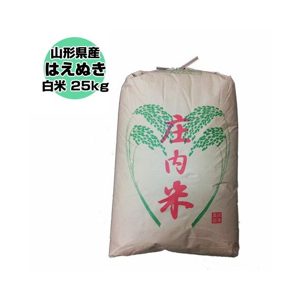 白米 25kg (5kg5) 山形県産 特別栽培米 はえぬき 米 お米 精米済 令和３年（送料無料）