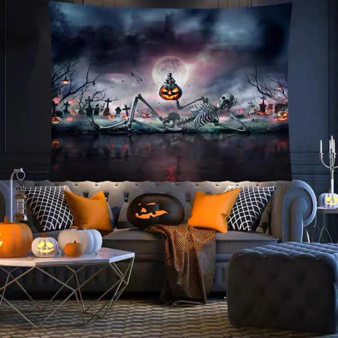 A060258タペストリー ハロウィン カボチャ布ポスター 壁面装飾 壁掛け飾り 窓 背景布 5,510円