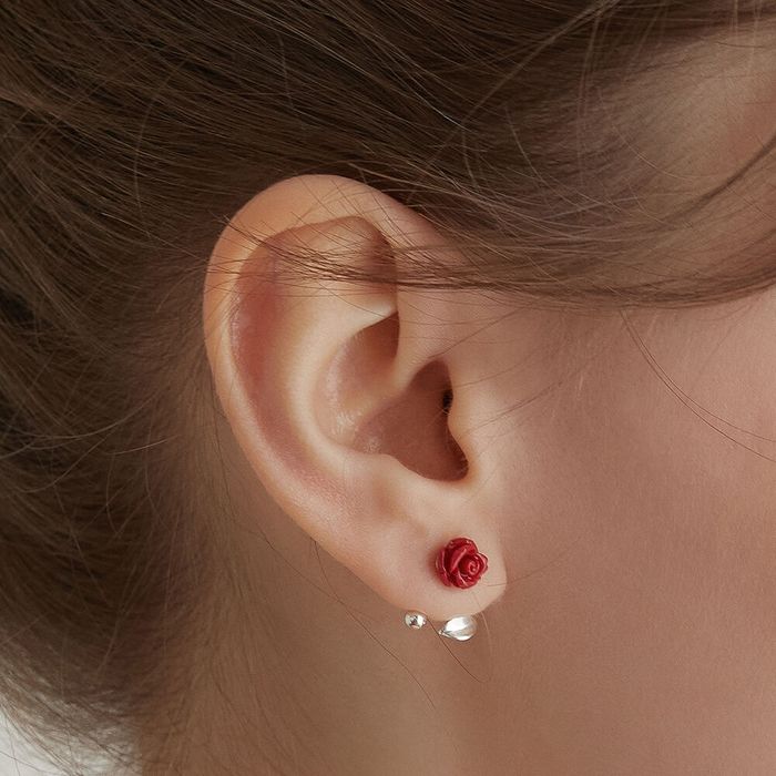 Standard Rose Ear Jacket Earrings 2色 おしゃれ ピアス 韓国ファッション