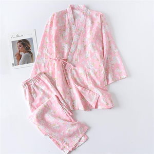 気持ちいい布地INSスタイル 新品 小さい新鮮な 気質 桜 プリント 着物 セット パジャ